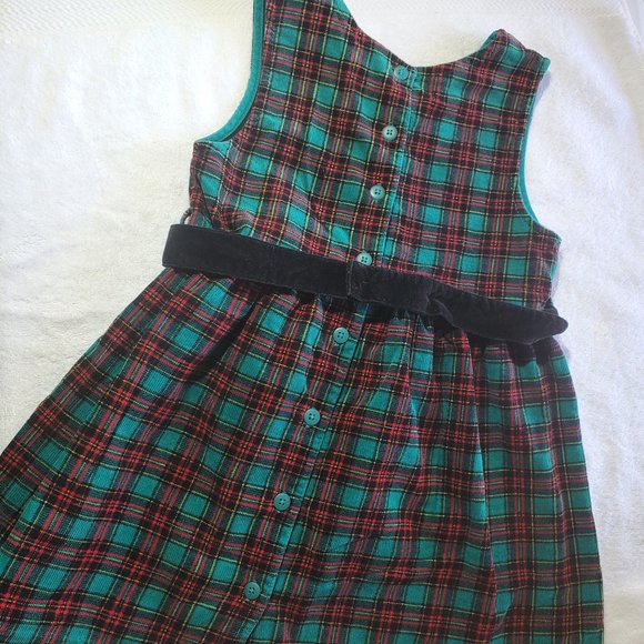 GYMBOREE Red/Green Sleeveless Corduroy Dress, Large - Picture 2 of 7